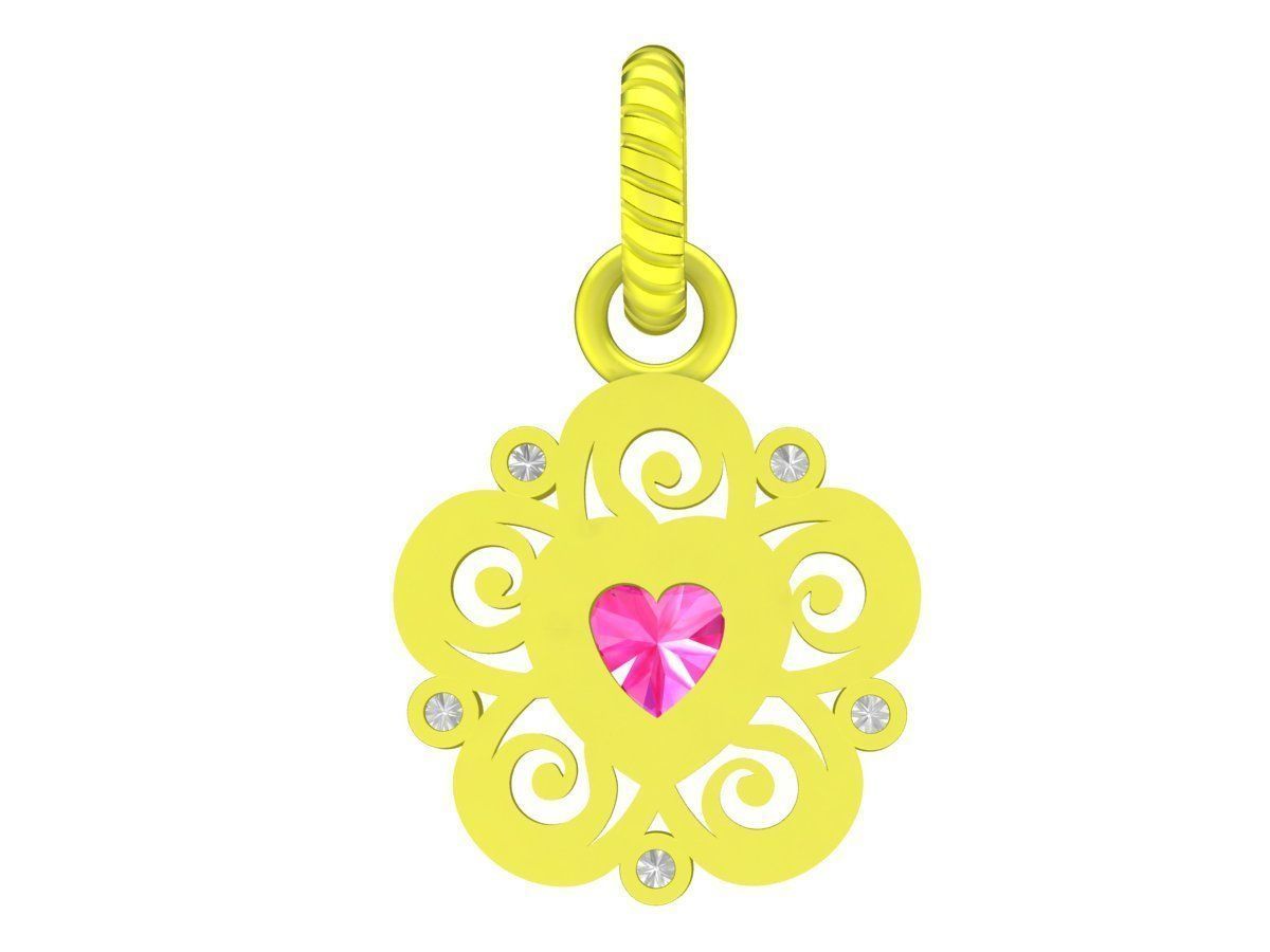 Heart Diamond Charm Bracelet Jewelry Model 6664 3D print model_4