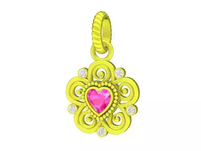 Heart Diamond Charm Bracelet Jewelry Model 6664 3D print model
