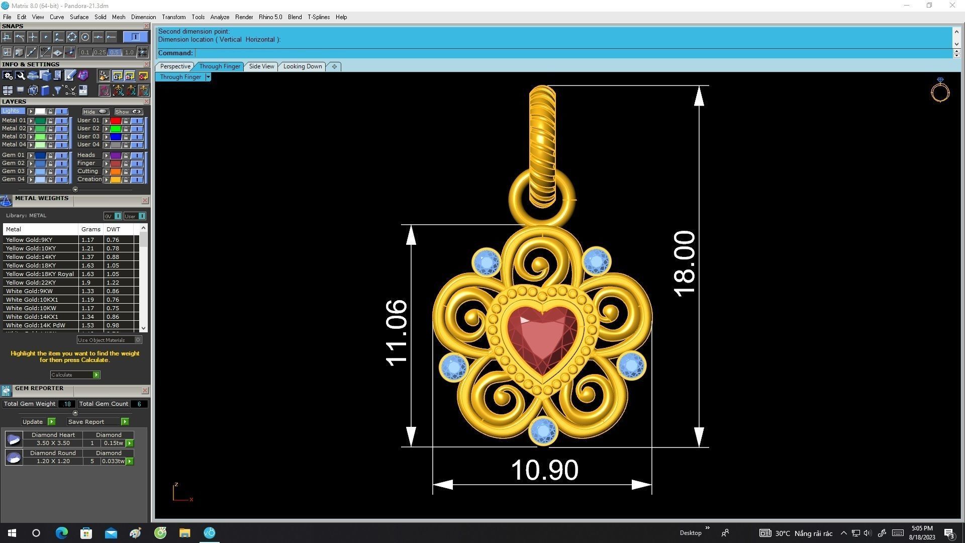 Heart Diamond Charm Bracelet Jewelry Model 6664 3D print model_7