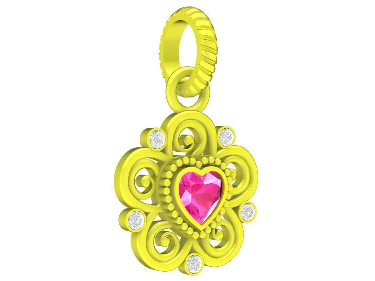 Heart Diamond Charm Bracelet Jewelry Model 6664 3D print model_3