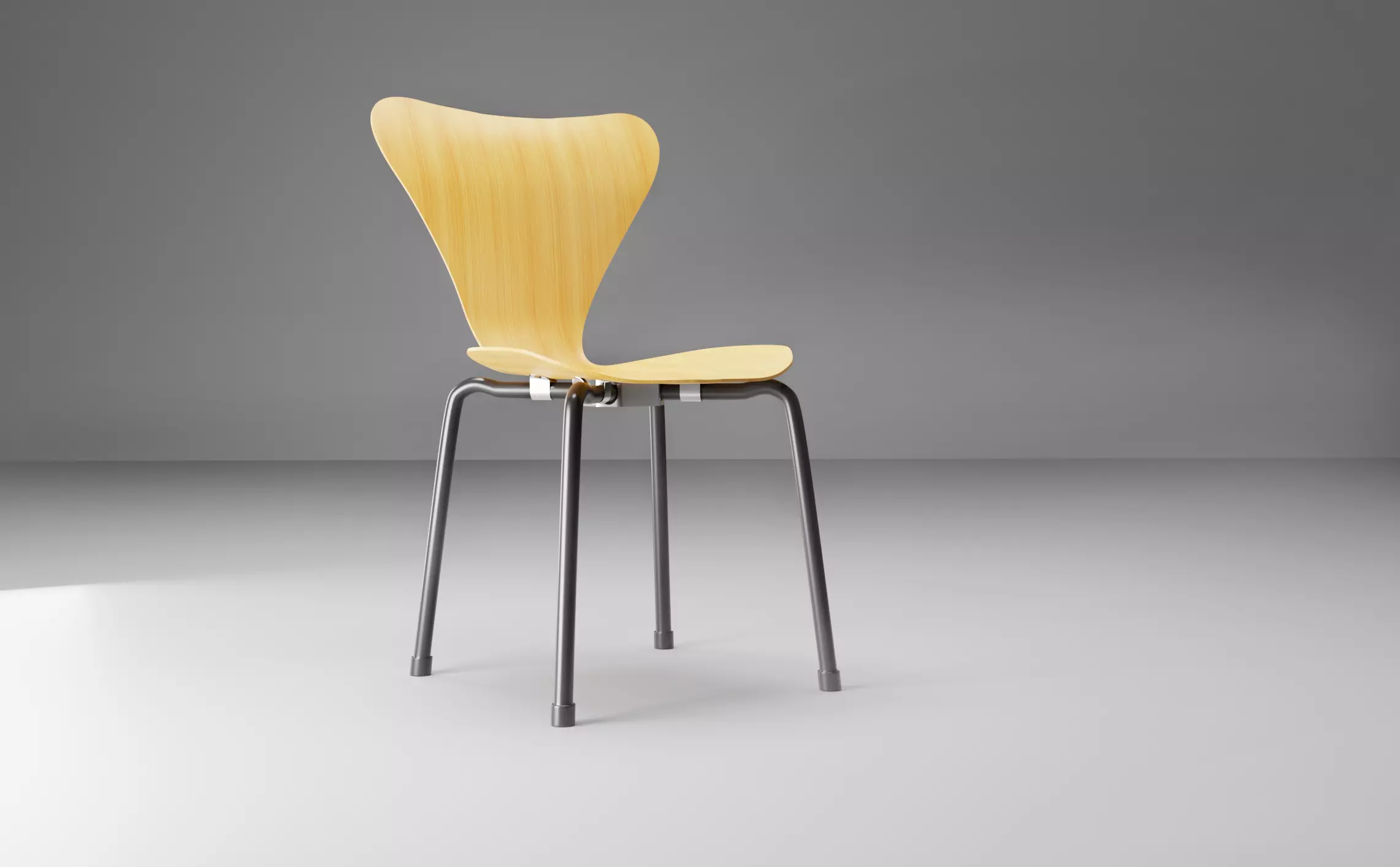 Chair with wooden seat and metal legs Free 3D model