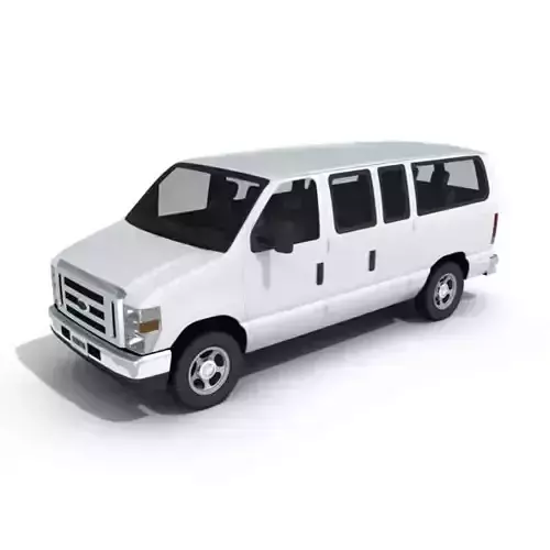 White Four  Door Mini Bus 3D model