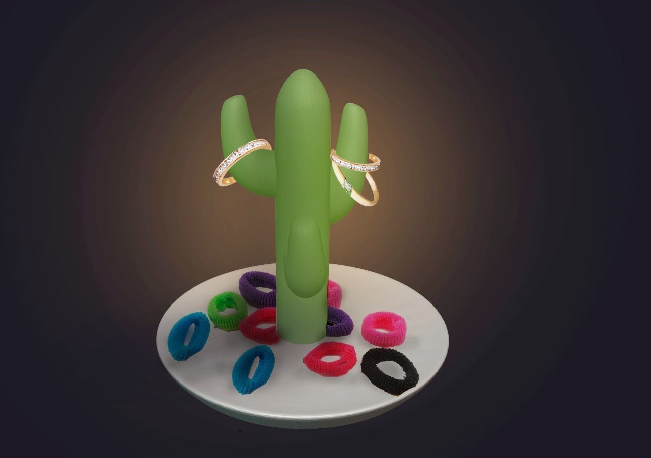 jewelry holder-cactus-stand-organizer 3D print model_0
