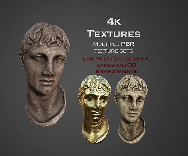 Male head sculpture 2 Low-poly 3D model