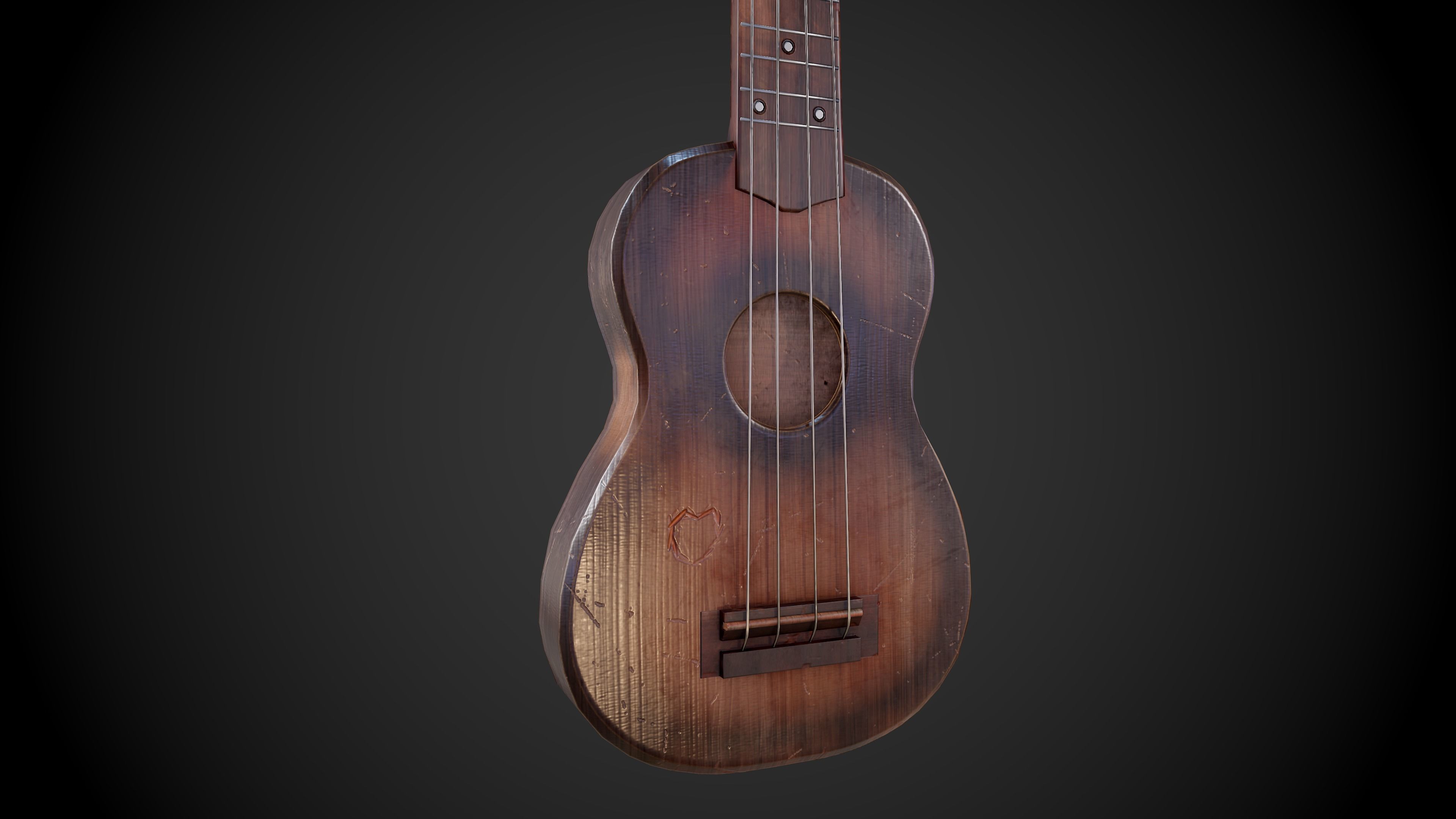 Ukulele Low-poly 3D model_2