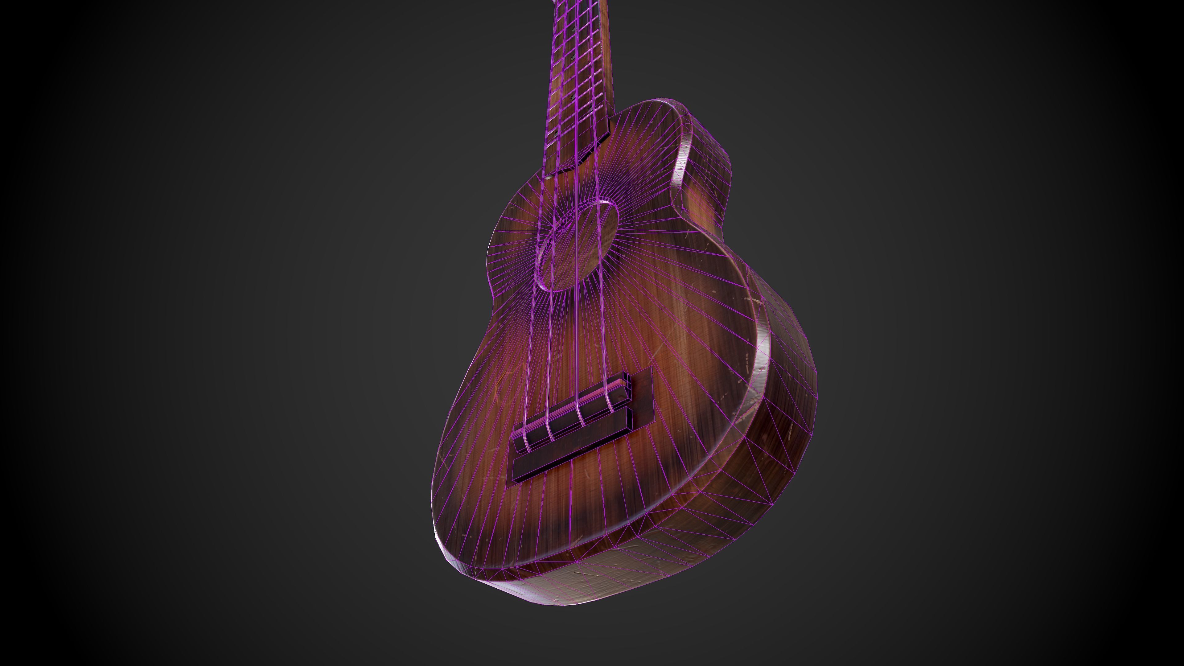 Ukulele Low-poly 3D model_5