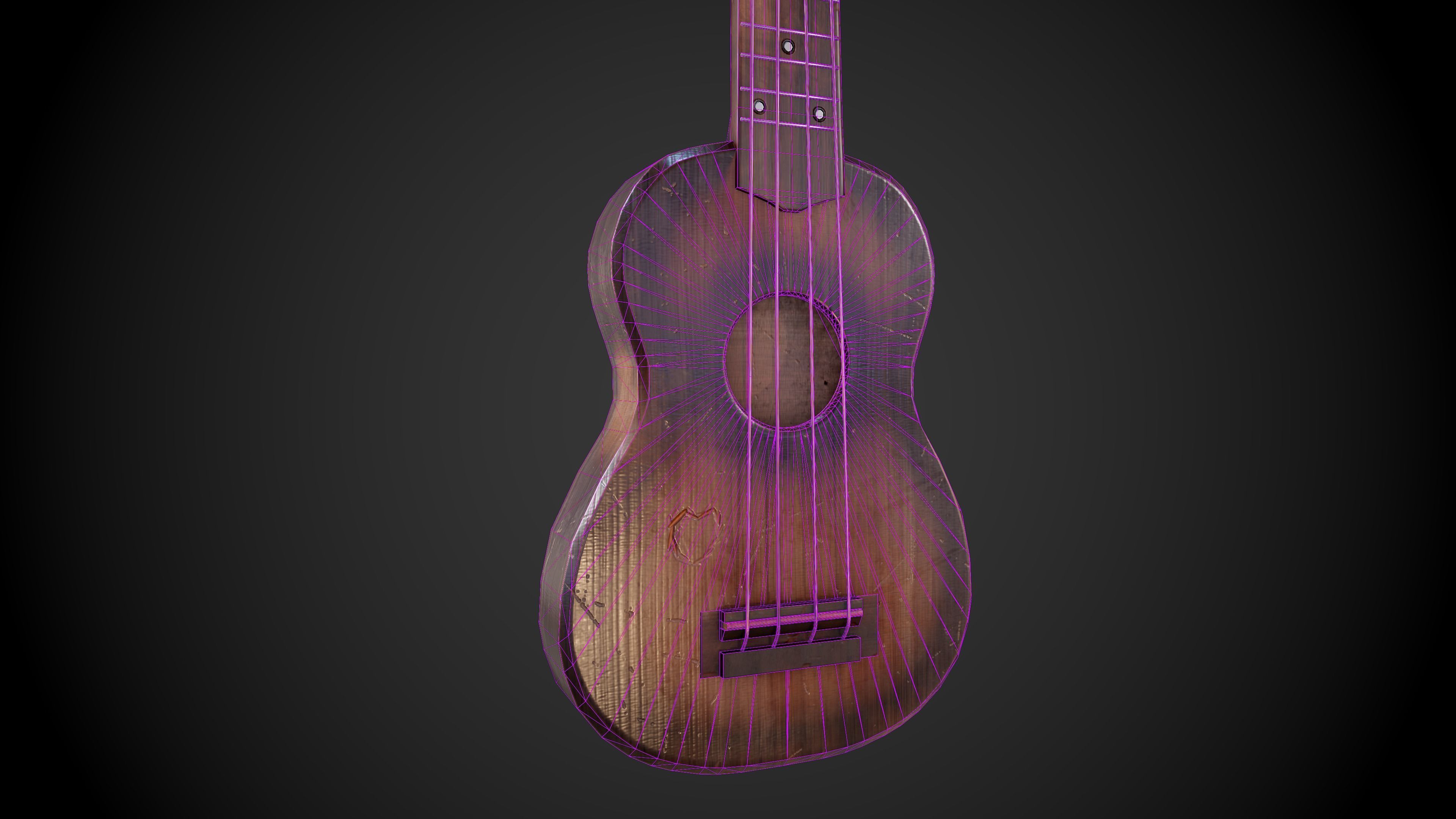 Ukulele Low-poly 3D model_3