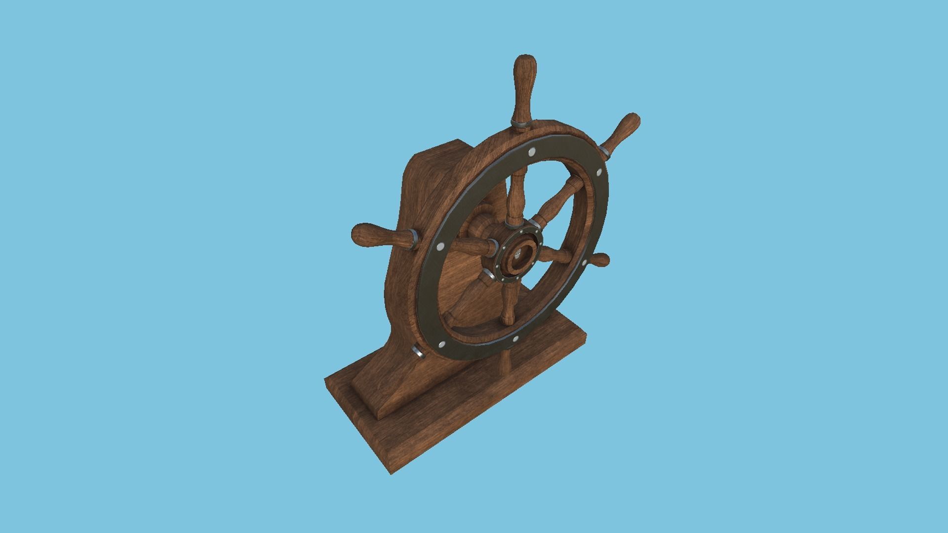 Pirate Ship Wheel 01 - Dark Wood- Helm Interior Parts Low-poly 3D model_3