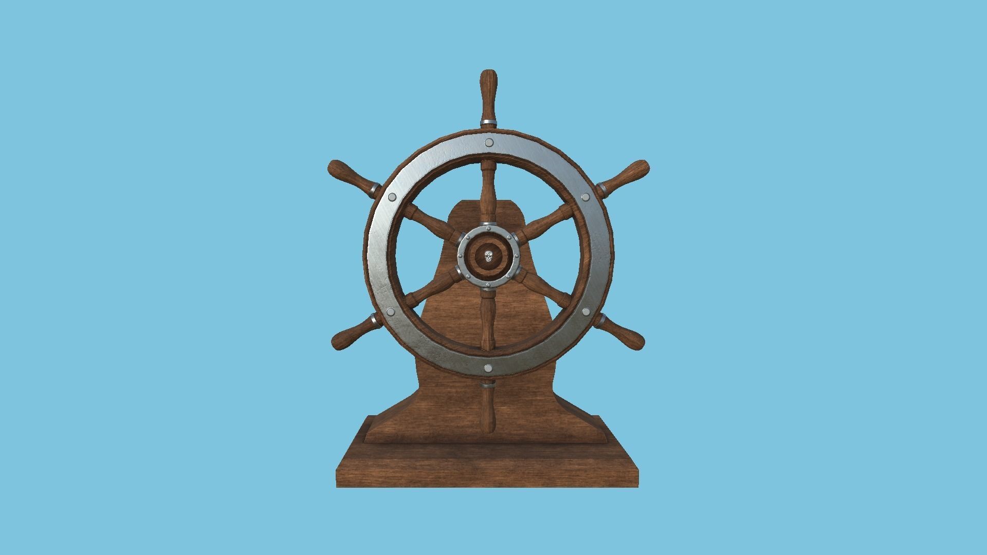 Pirate Ship Wheel 01 - Dark Wood- Helm Interior Parts Low-poly 3D model_1