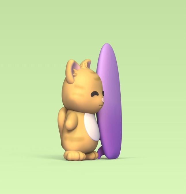 Cat Surf 3D print model_1