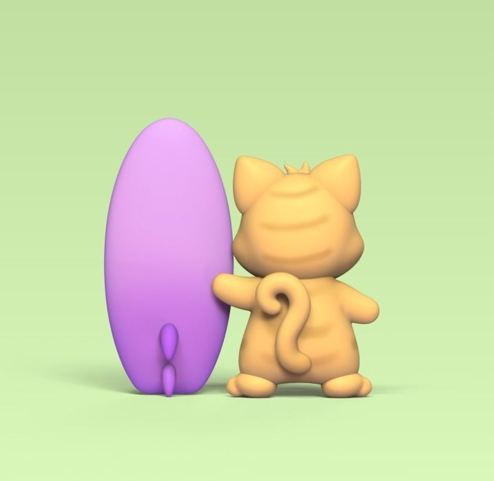 Cat Surf 3D print model_2