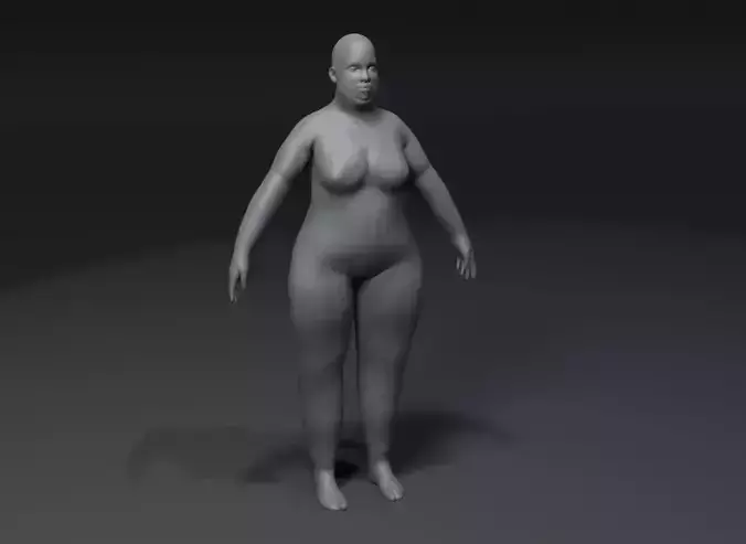 Female Body Fat Base Mesh 3D Model 20k Polygons Low-poly 3D model