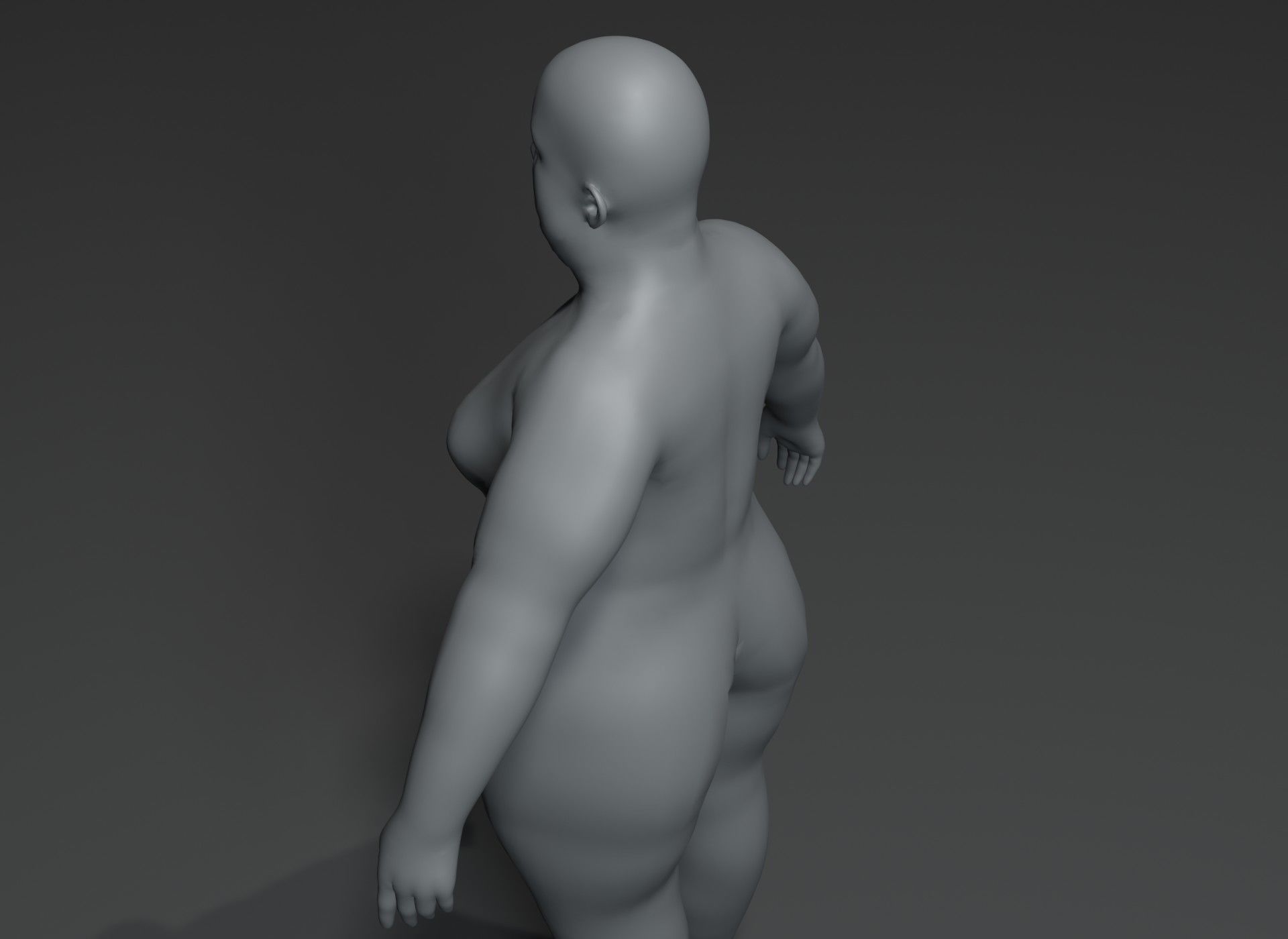 Female Body Fat Base Mesh 3D Model 20k Polygons Low-poly 3D model_8