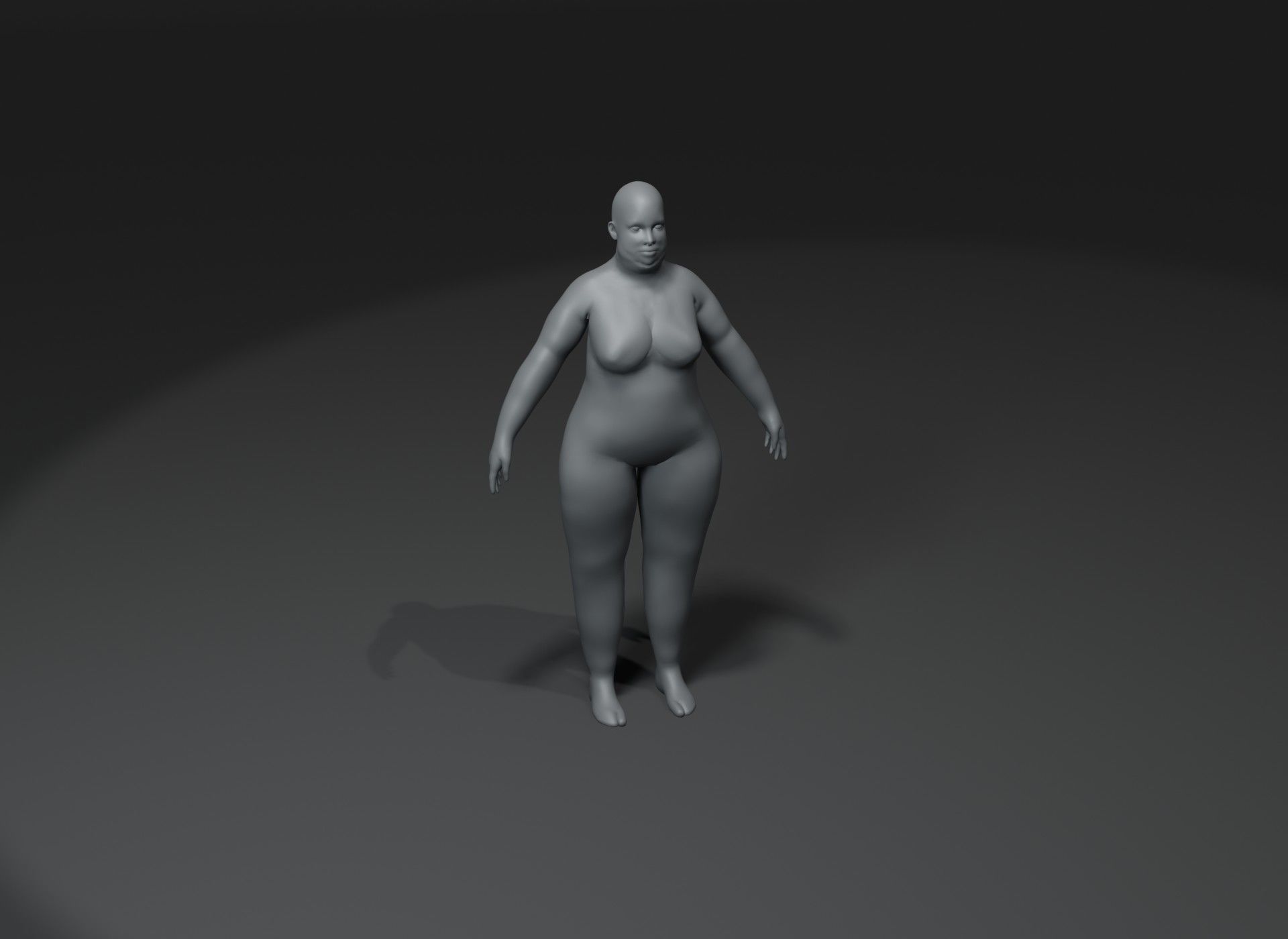 Female Body Fat Base Mesh 3D Model 20k Polygons Low-poly 3D model_6