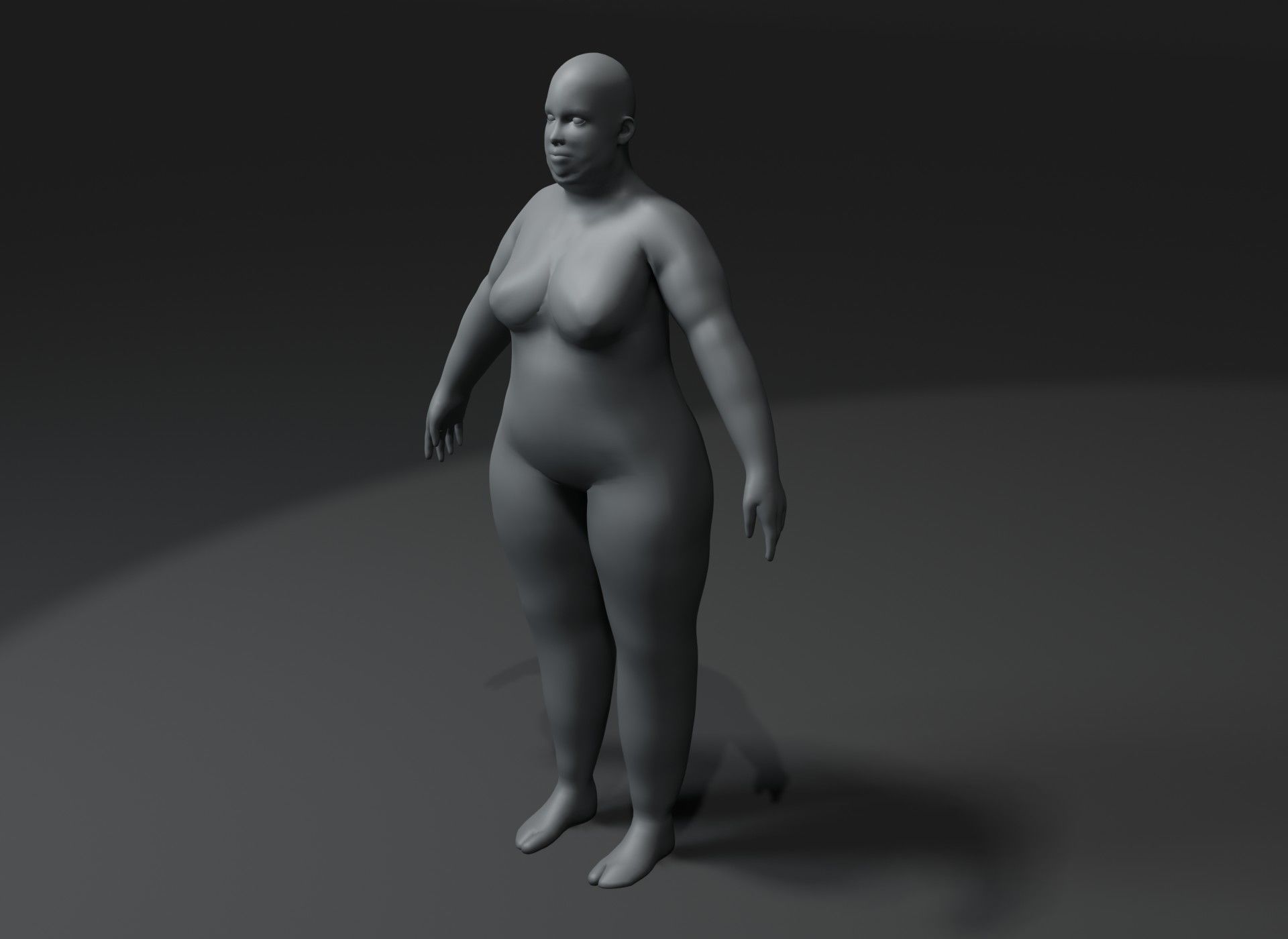Female Body Fat Base Mesh 3D Model 20k Polygons Low-poly 3D model_12