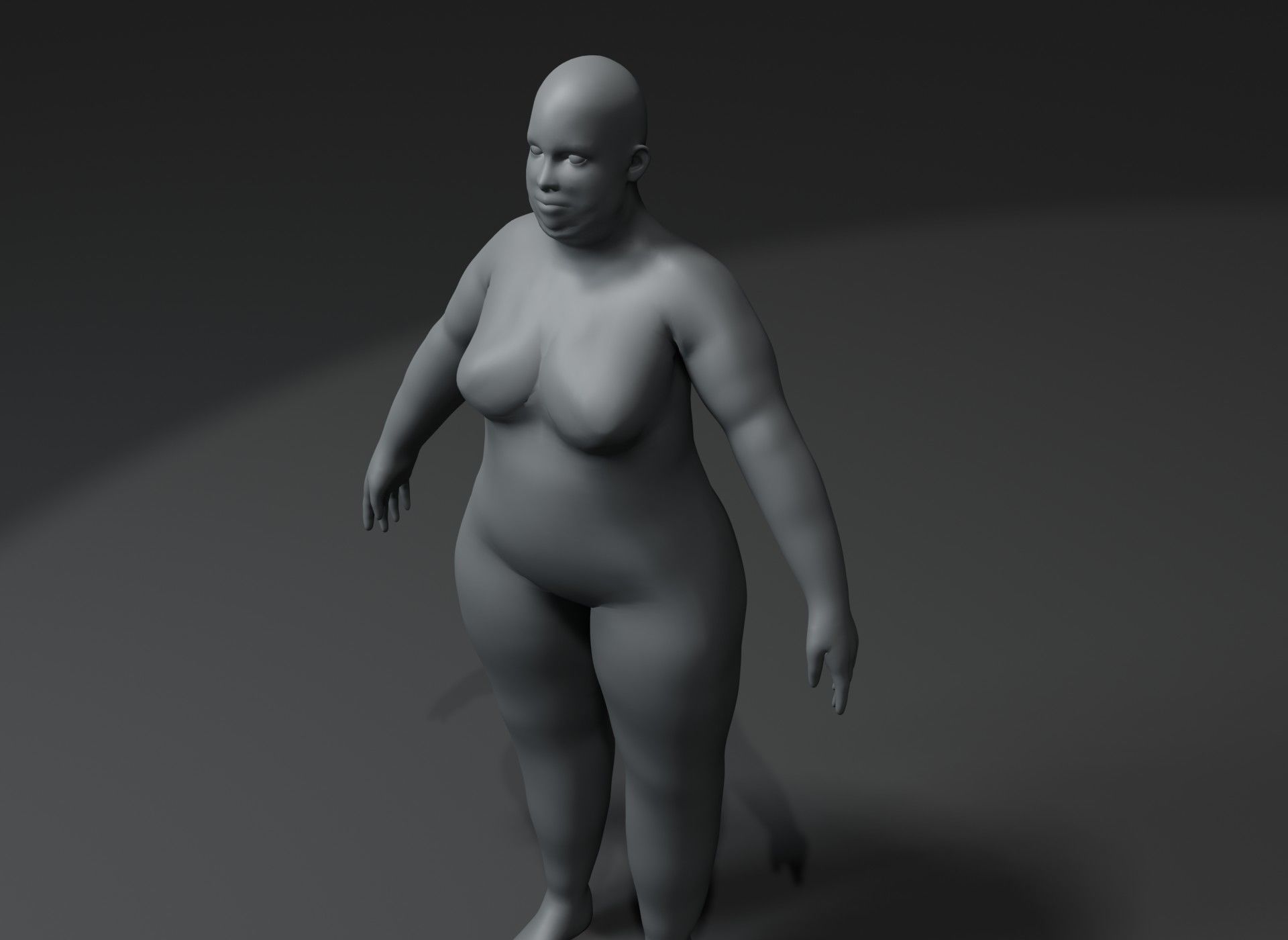 Female Body Fat Base Mesh 3D Model 20k Polygons Low-poly 3D model_3