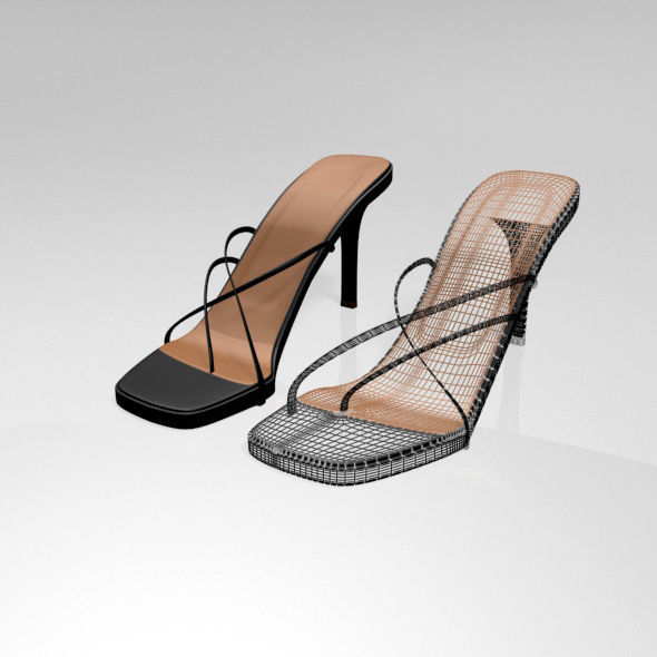 Square-Toe High-Heel Slide Sandals 01 3D model_20