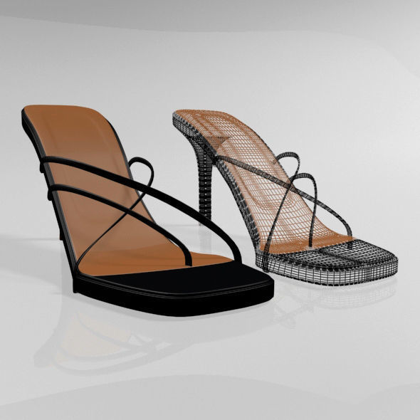 Square-Toe High-Heel Slide Sandals 01 3D model_7
