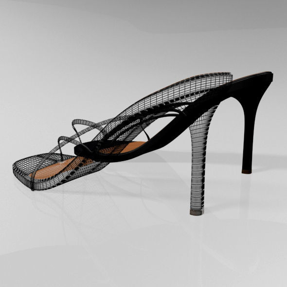 Square-Toe High-Heel Slide Sandals 01 3D model_3