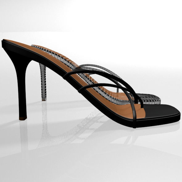 Square-Toe High-Heel Slide Sandals 01 3D model_6