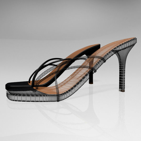 Square-Toe High-Heel Slide Sandals 01 3D model_2