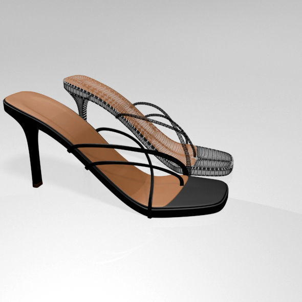 Square-Toe High-Heel Slide Sandals 01 3D model_12