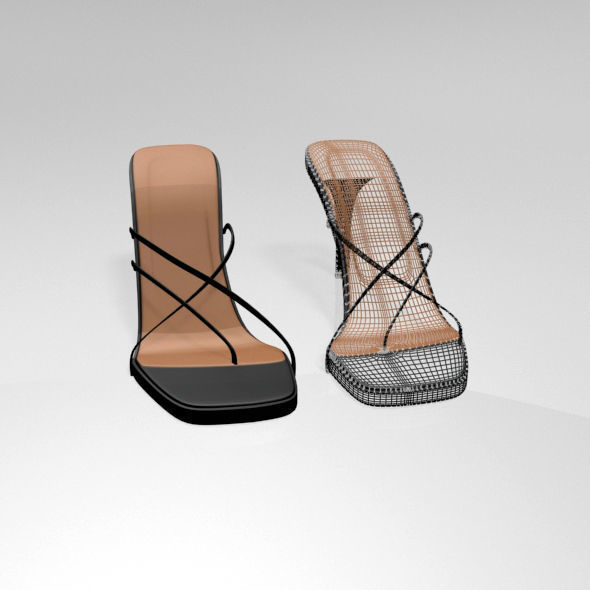 Square-Toe High-Heel Slide Sandals 01 3D model_10