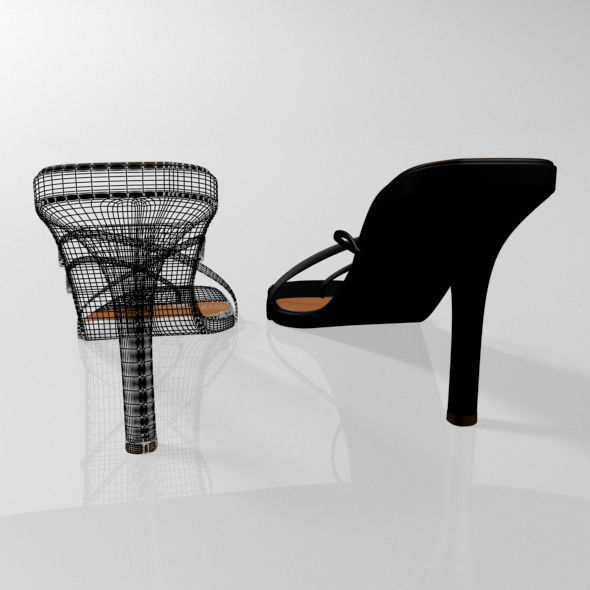 Square-Toe High-Heel Slide Sandals 01 3D model_4