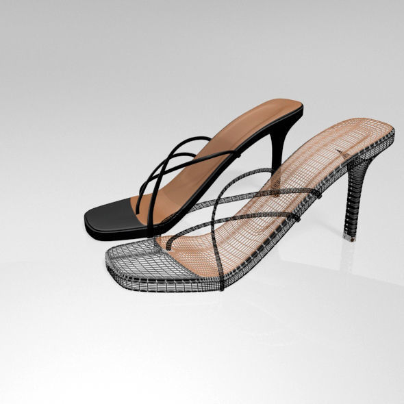 Square-Toe High-Heel Slide Sandals 01 3D model_19