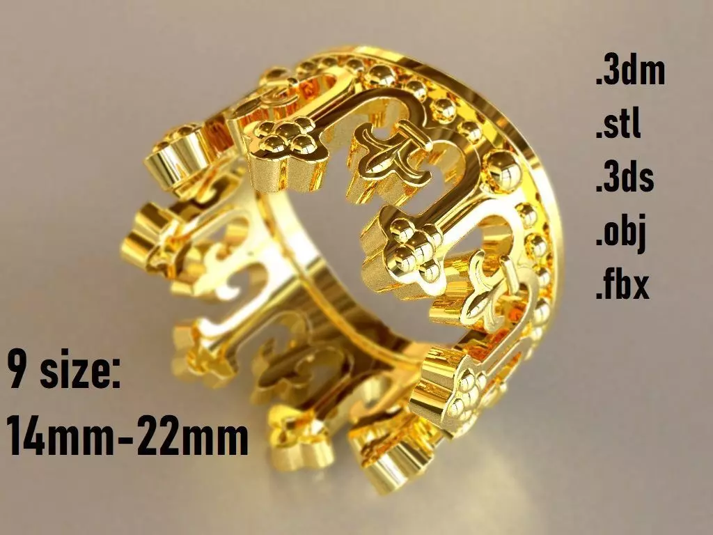king Crown Ring Free 3D print model