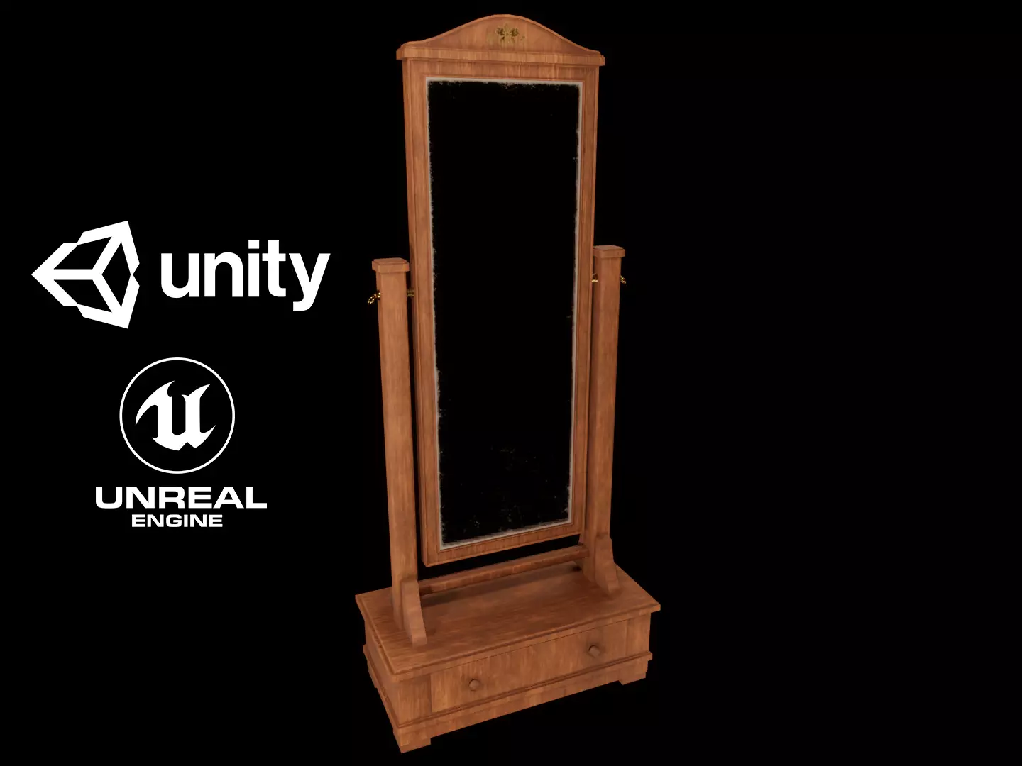 Old mirror Low-poly 3D model_0