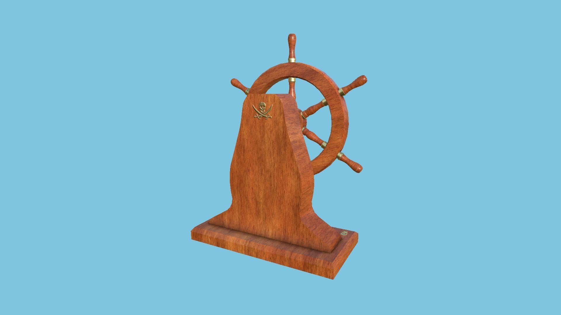 Pirate Ship Wheel 02 - Golden Luxury - Helm Interior Parts Low-poly 3D model_1