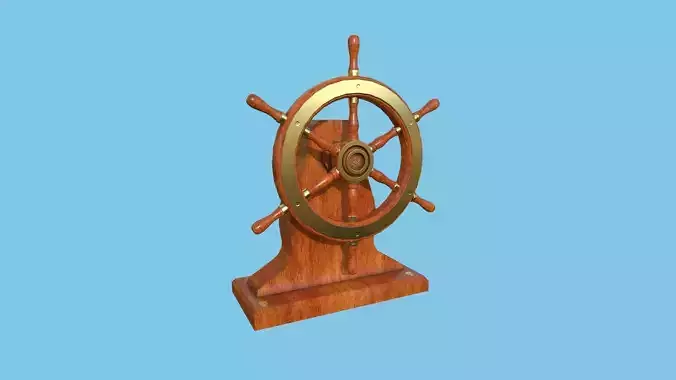 Pirate Ship Wheel 02 - Golden Luxury - Helm Interior Parts Low-poly 3D model