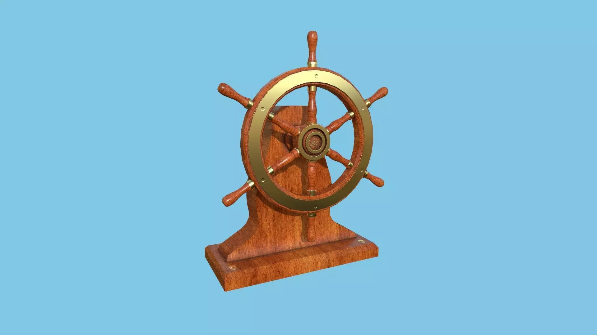 Pirate Ship Wheel 02 - Golden Luxury - Helm Interior Parts Low-poly 3D model_0