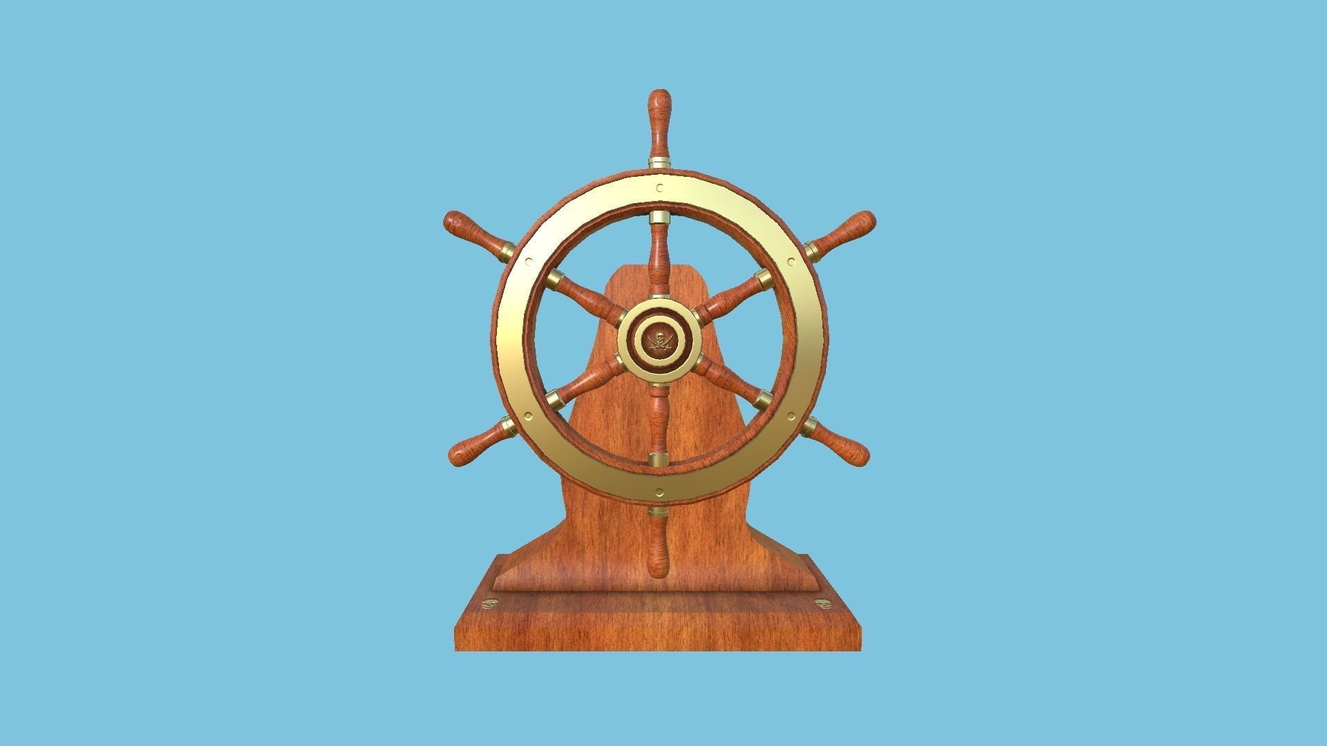 Pirate Ship Wheel 02 - Golden Luxury - Helm Interior Parts Low-poly 3D model_3