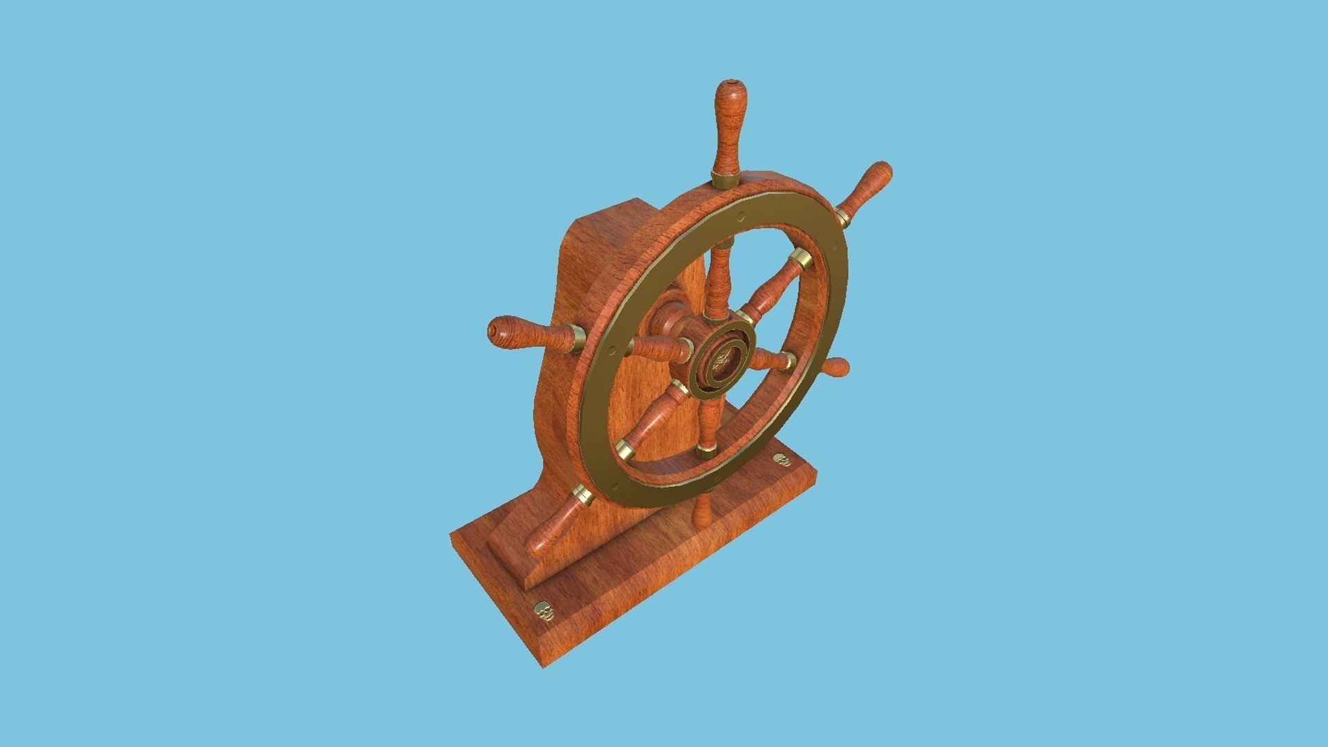 Pirate Ship Wheel 02 - Golden Luxury - Helm Interior Parts Low-poly 3D model_4