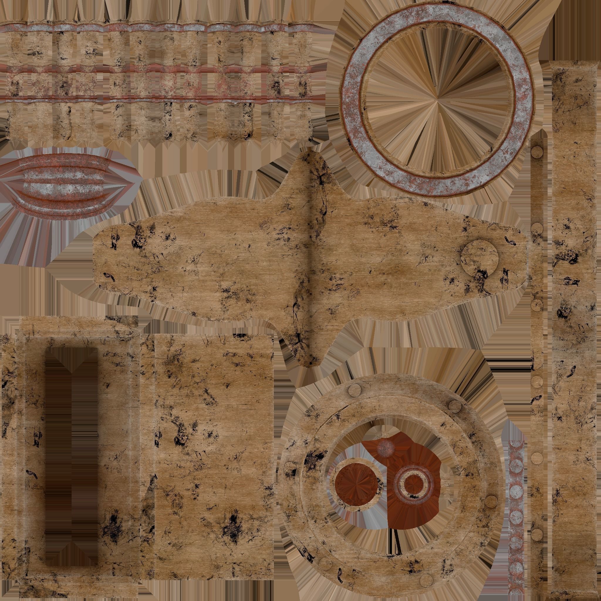 Pirate Ship Wheel 03 - Destroyed Rust - Helm Interior Parts Low-poly 3D model_17