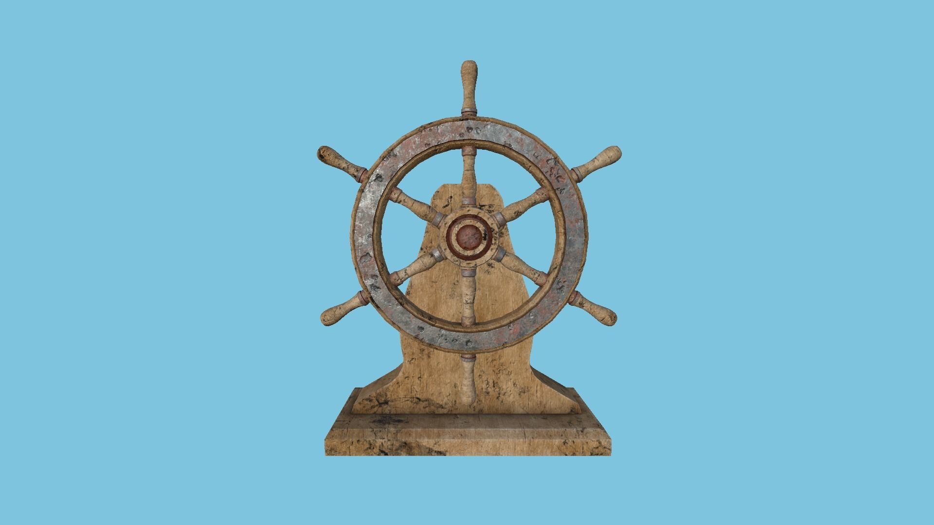 Pirate Ship Wheel 03 - Destroyed Rust - Helm Interior Parts Low-poly 3D model_1
