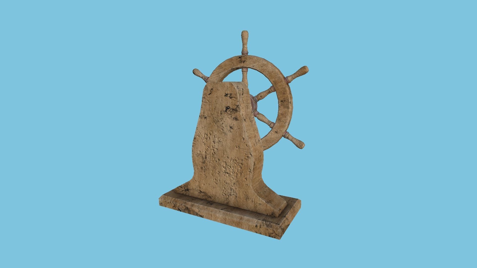 Pirate Ship Wheel 03 - Destroyed Rust - Helm Interior Parts Low-poly 3D model_3