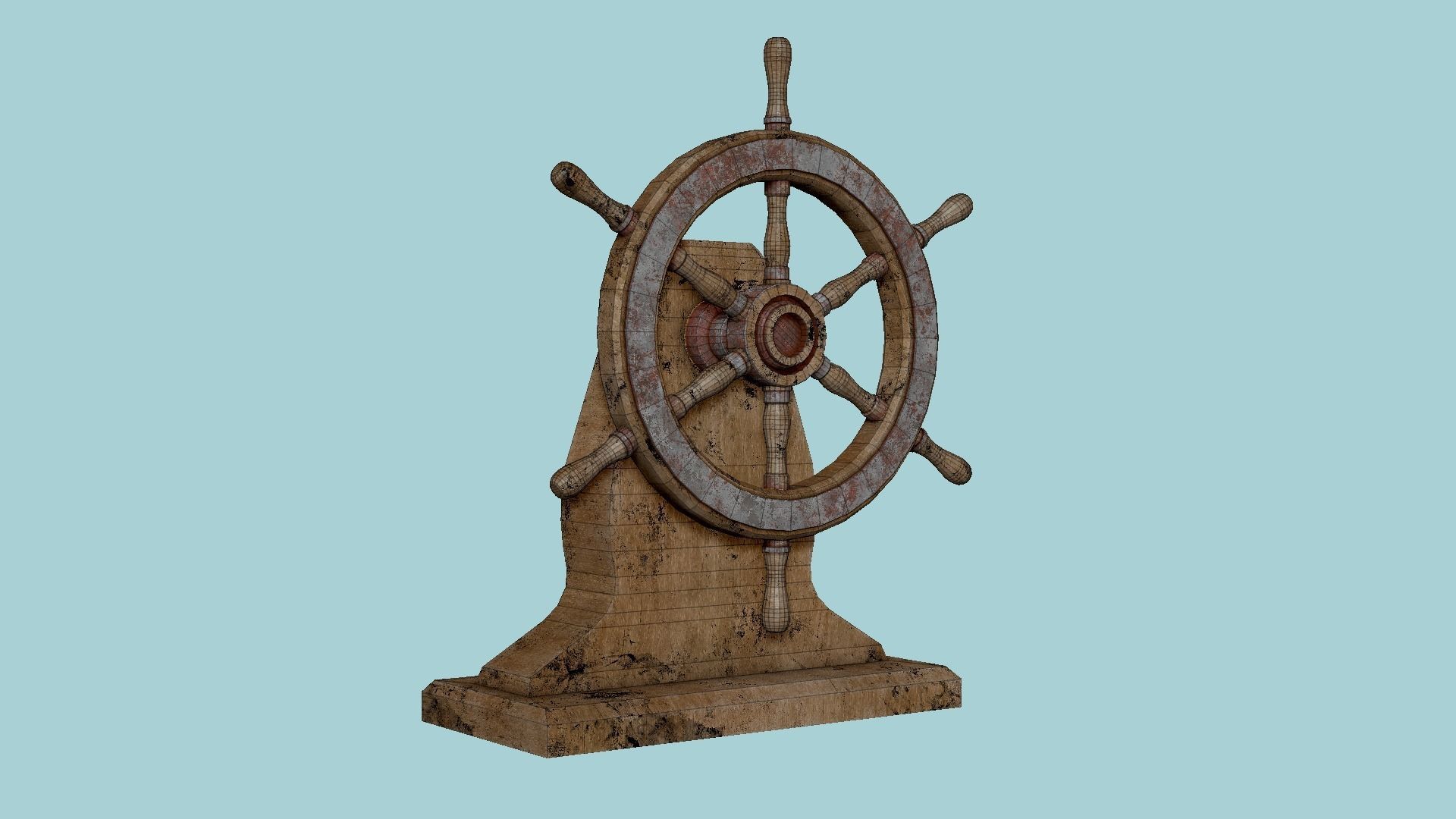 Pirate Ship Wheel 03 - Destroyed Rust - Helm Interior Parts Low-poly 3D model_5