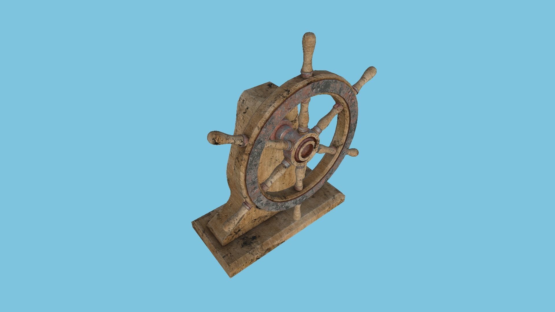 Pirate Ship Wheel 03 - Destroyed Rust - Helm Interior Parts Low-poly 3D model_4