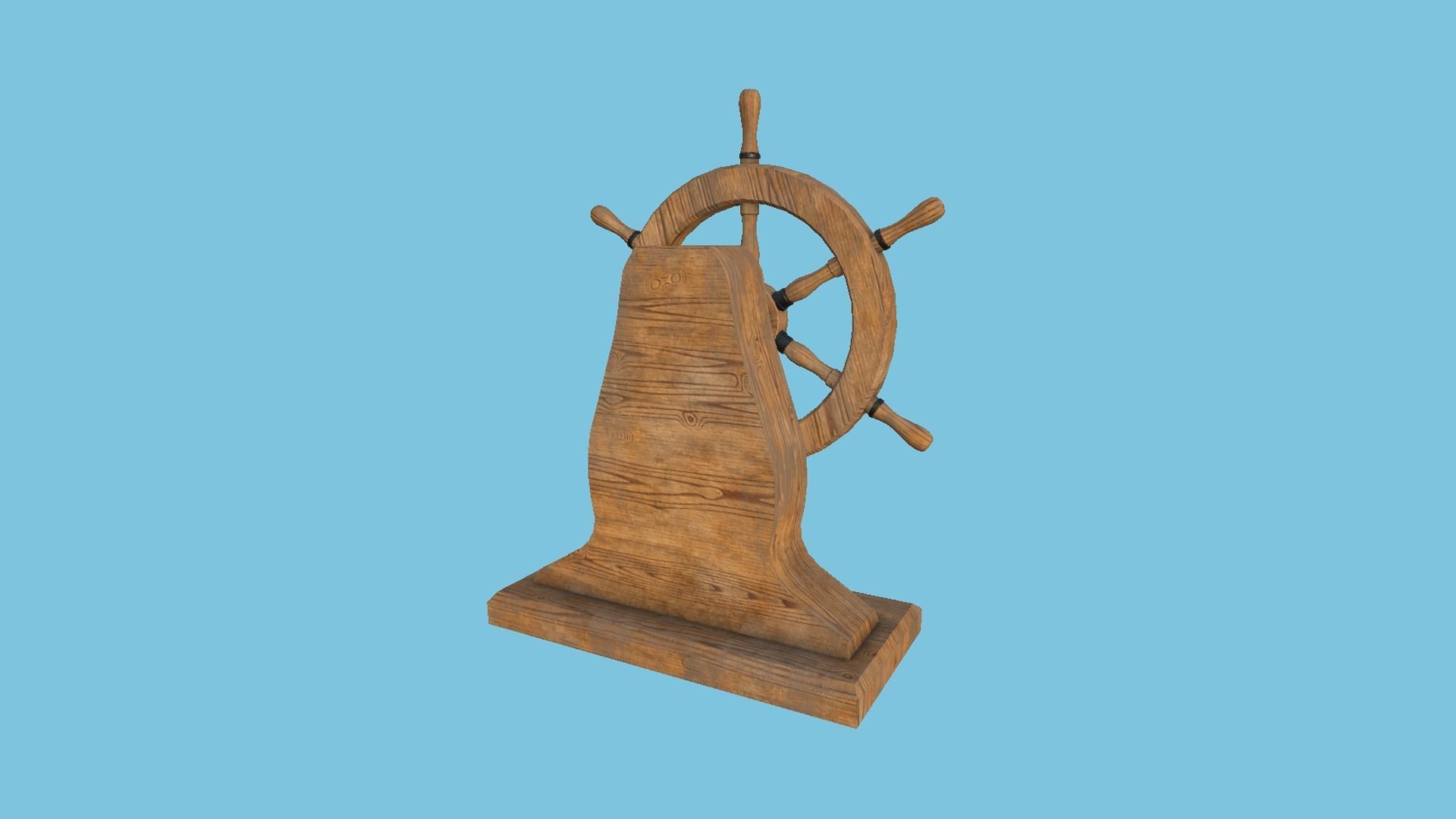 Pirate Ship Wheel 04 - Black Wood - Helm Interior Parts Low-poly 3D model_2