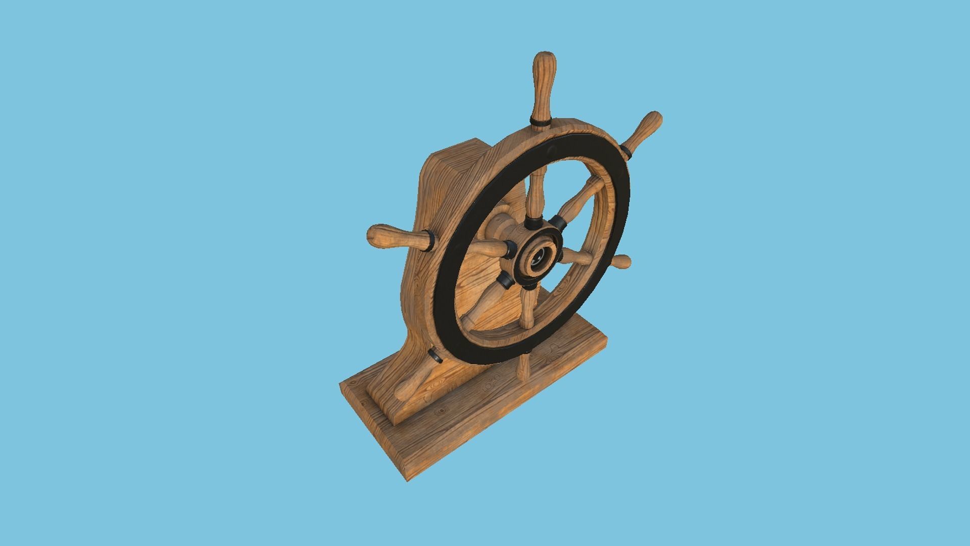 Pirate Ship Wheel 04 - Black Wood - Helm Interior Parts Low-poly 3D model_3