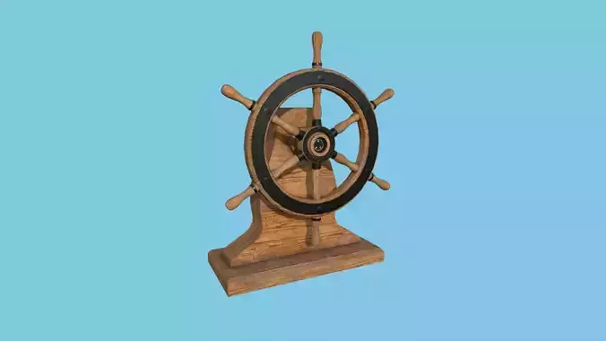 Pirate Ship Wheel 04 - Black Wood - Helm Interior Parts Low-poly 3D model