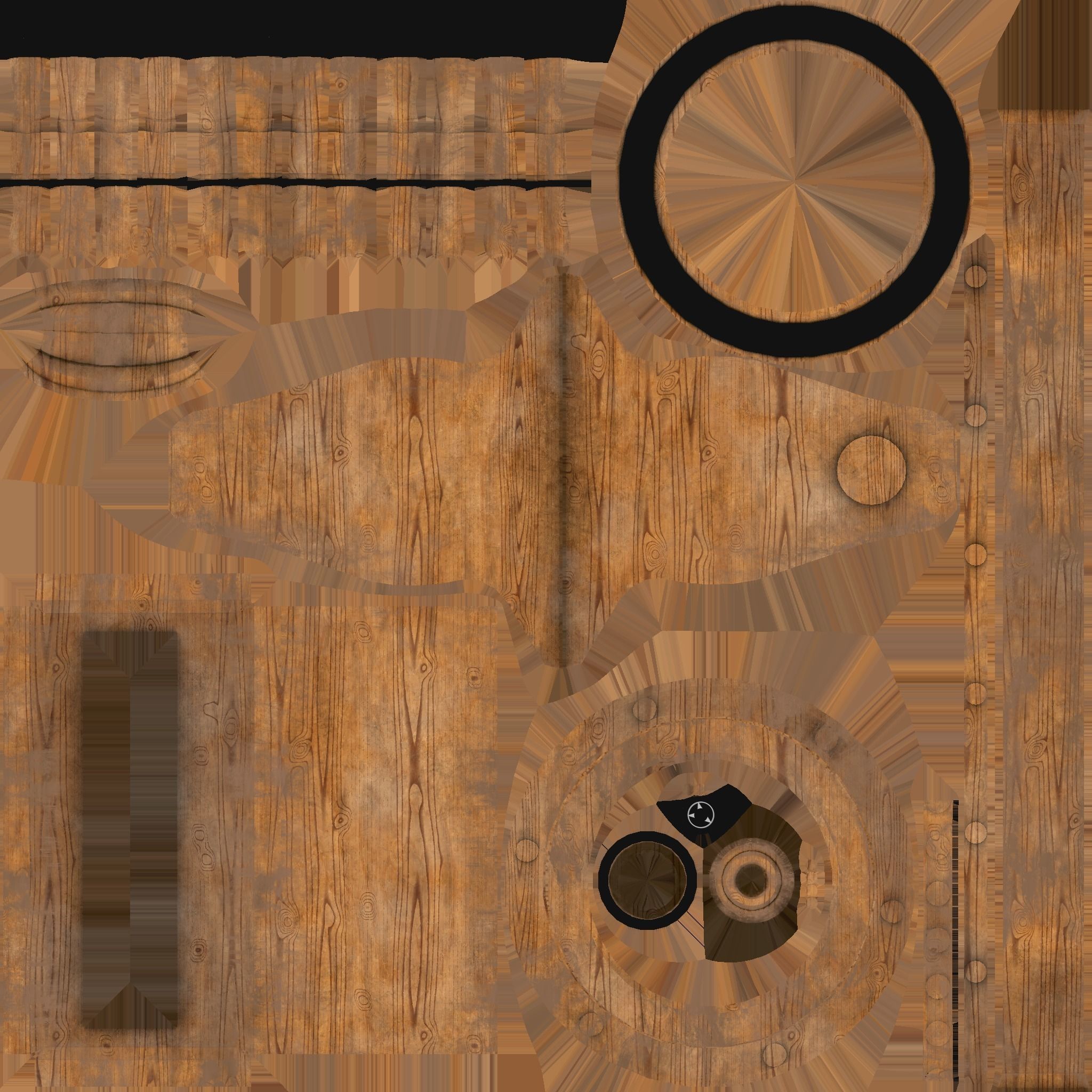 Pirate Ship Wheel 04 - Black Wood - Helm Interior Parts Low-poly 3D model_15