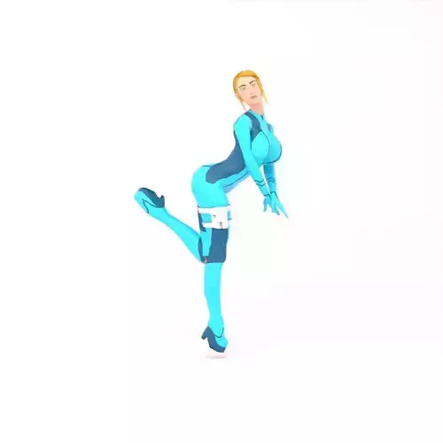 Samus Aran Big Breast Metroid Low-poly 3D model