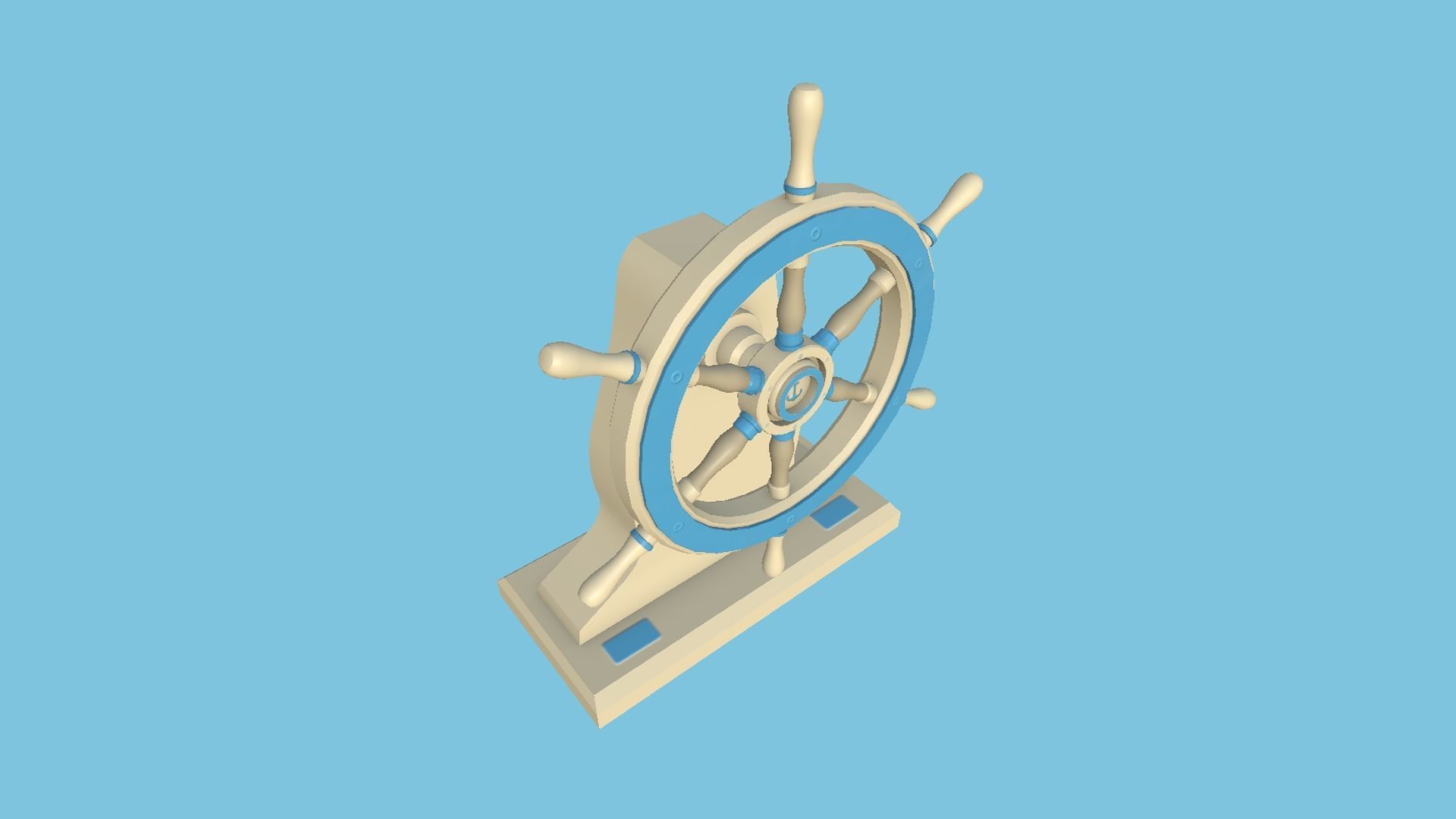 Pirate Ship Wheel 05 - Blue Cartoon - Helm Interior Parts Low-poly 3D model_3