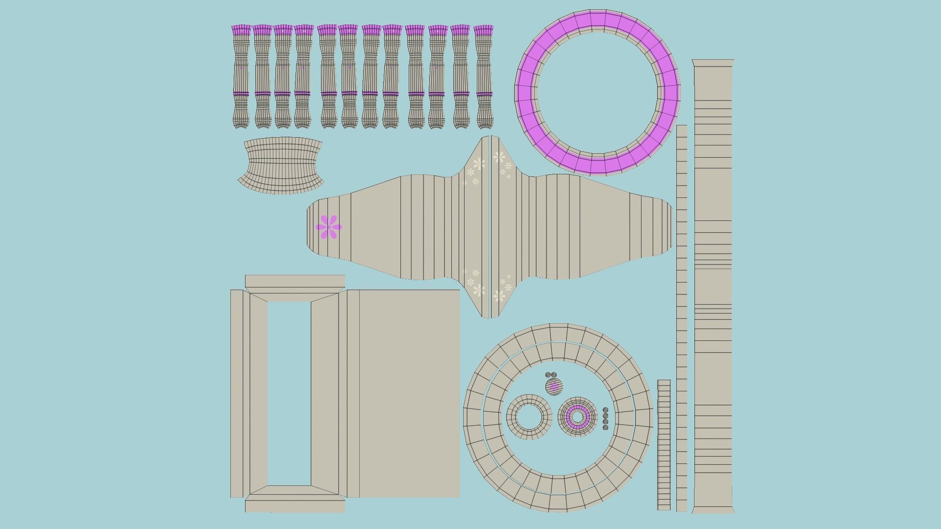 Pirate Ship Wheel 06 - Pink Girl - Helm Interior Parts Low-poly 3D model_5