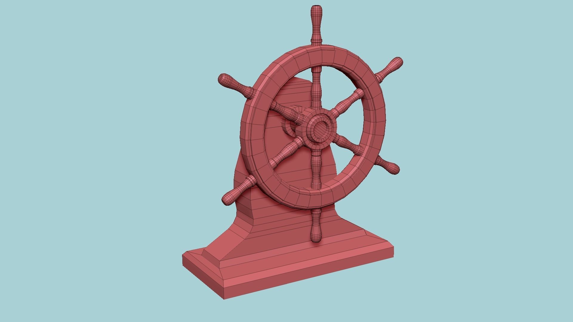 Pirate Ship Wheel 06 - Pink Girl - Helm Interior Parts Low-poly 3D model_9