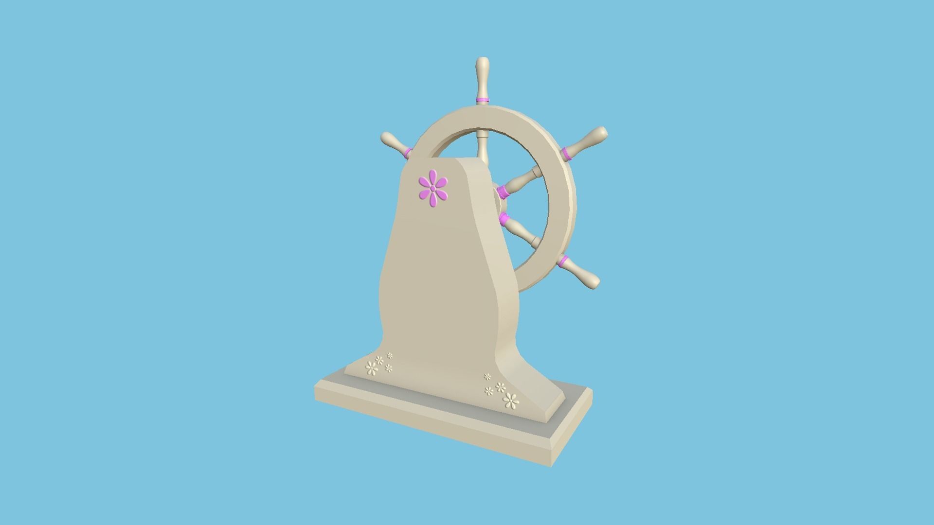 Pirate Ship Wheel 06 - Pink Girl - Helm Interior Parts Low-poly 3D model_2